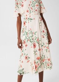 Gianna Silk Floral Dress, Cream Red Multi, hi-res