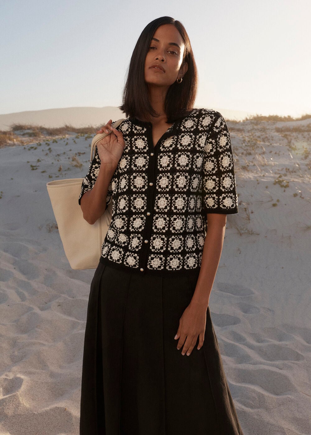 Sophia Crochet Short Sleeve Cardigan