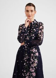 Petite Juliet Floral Silk Dress, Navy Multi, hi-res