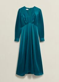Anais Satin Midi Dress, Kyanite Blue, hi-res