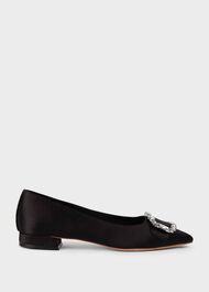 Lucinda Flat Shoes, Black, hi-res