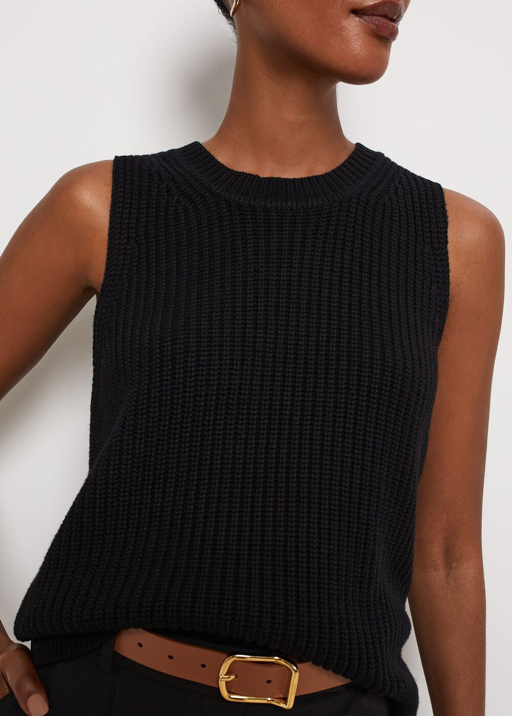 Selborne Cotton Wool Tank, Black, hi-res