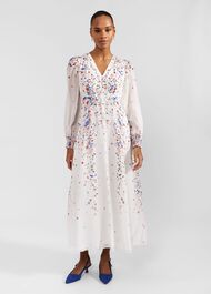 Asher Silk Midi Dress, Ivory Multi, hi-res