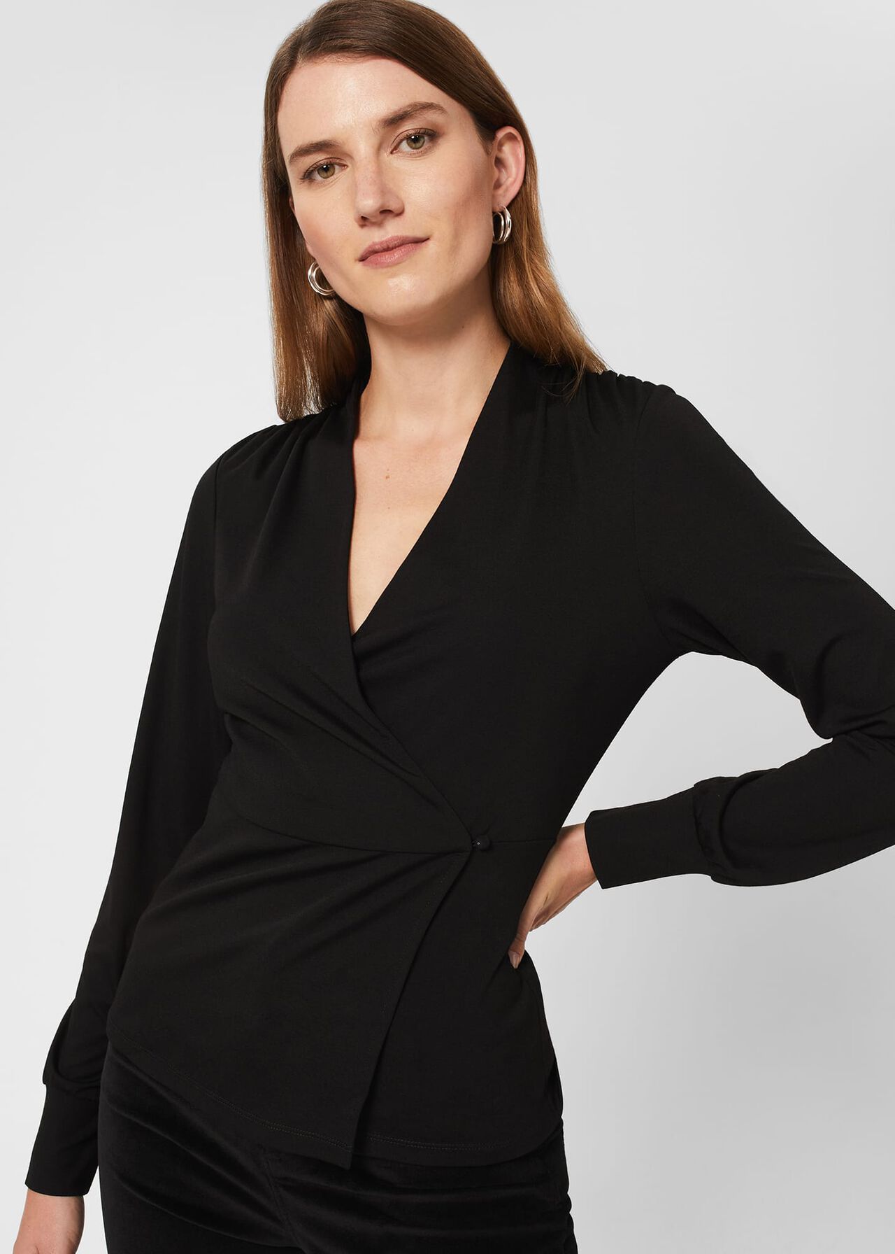 Ros Wrap Top, Black, hi-res