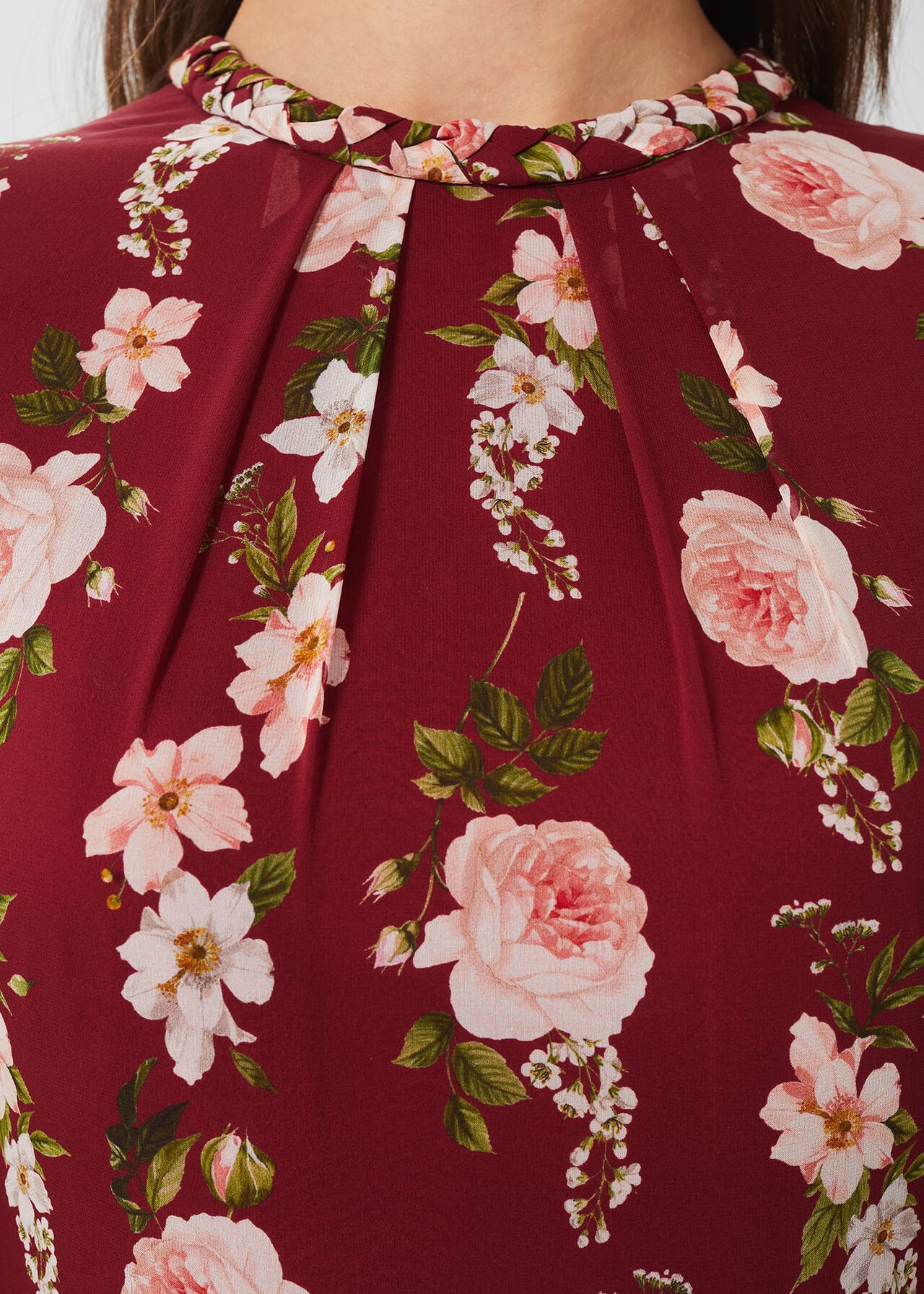 Rosabelle Silk Floral Dress, Burgundy Multi, hi-res