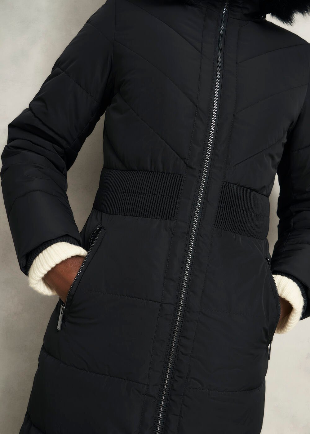 Petite Amalie Puffer Coat, Black, hi-res