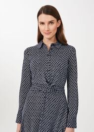 Aretha Jersey Printed Dress, Navy Ivory, hi-res