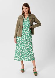 Allison Floral Fit And Flare Dress, Green White, hi-res