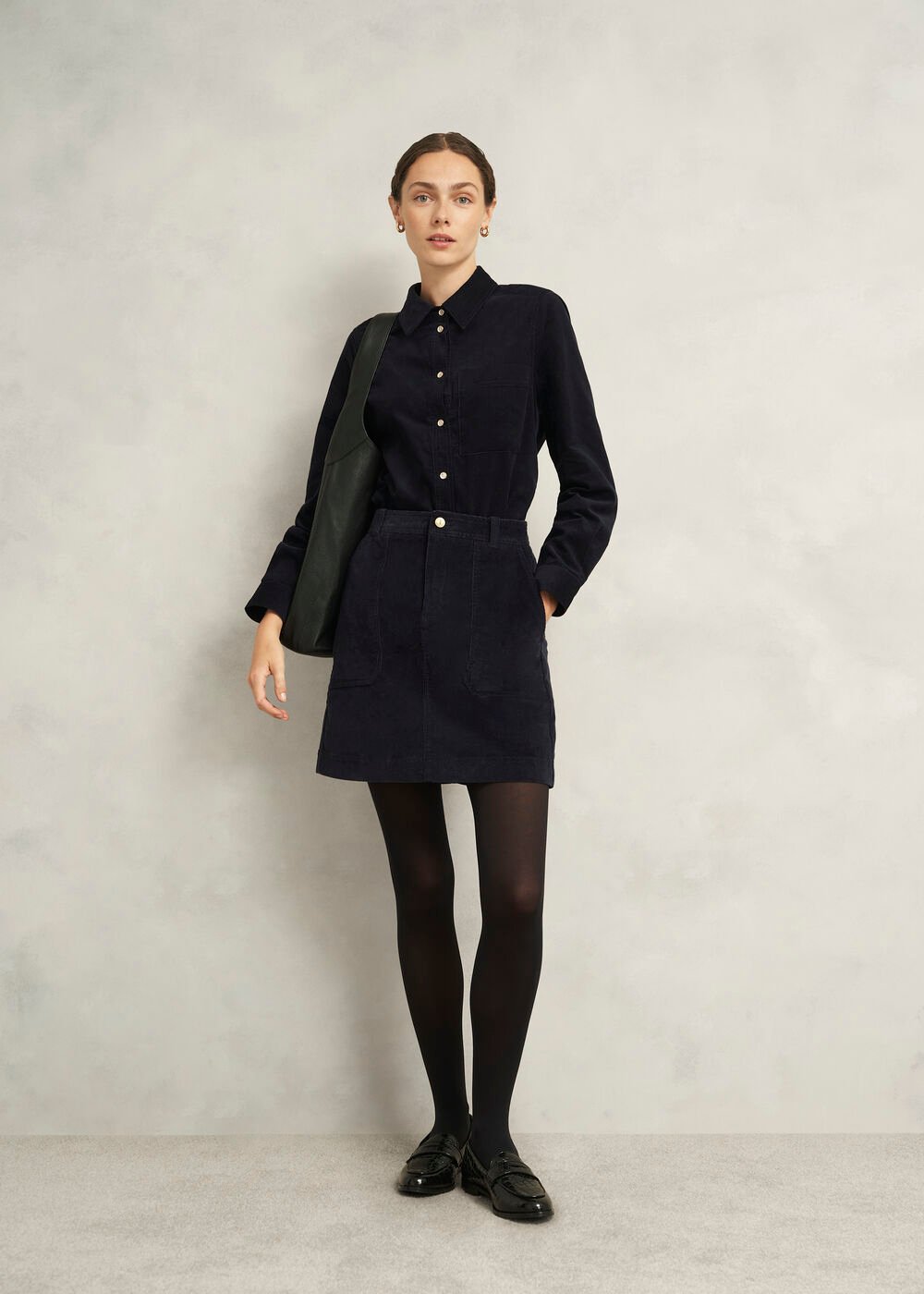 60-Denier Opaque Navy Tights, Black, hi-res