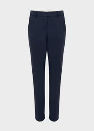 Petite Quin Cotton Blend Trousers, Navy, hi-res