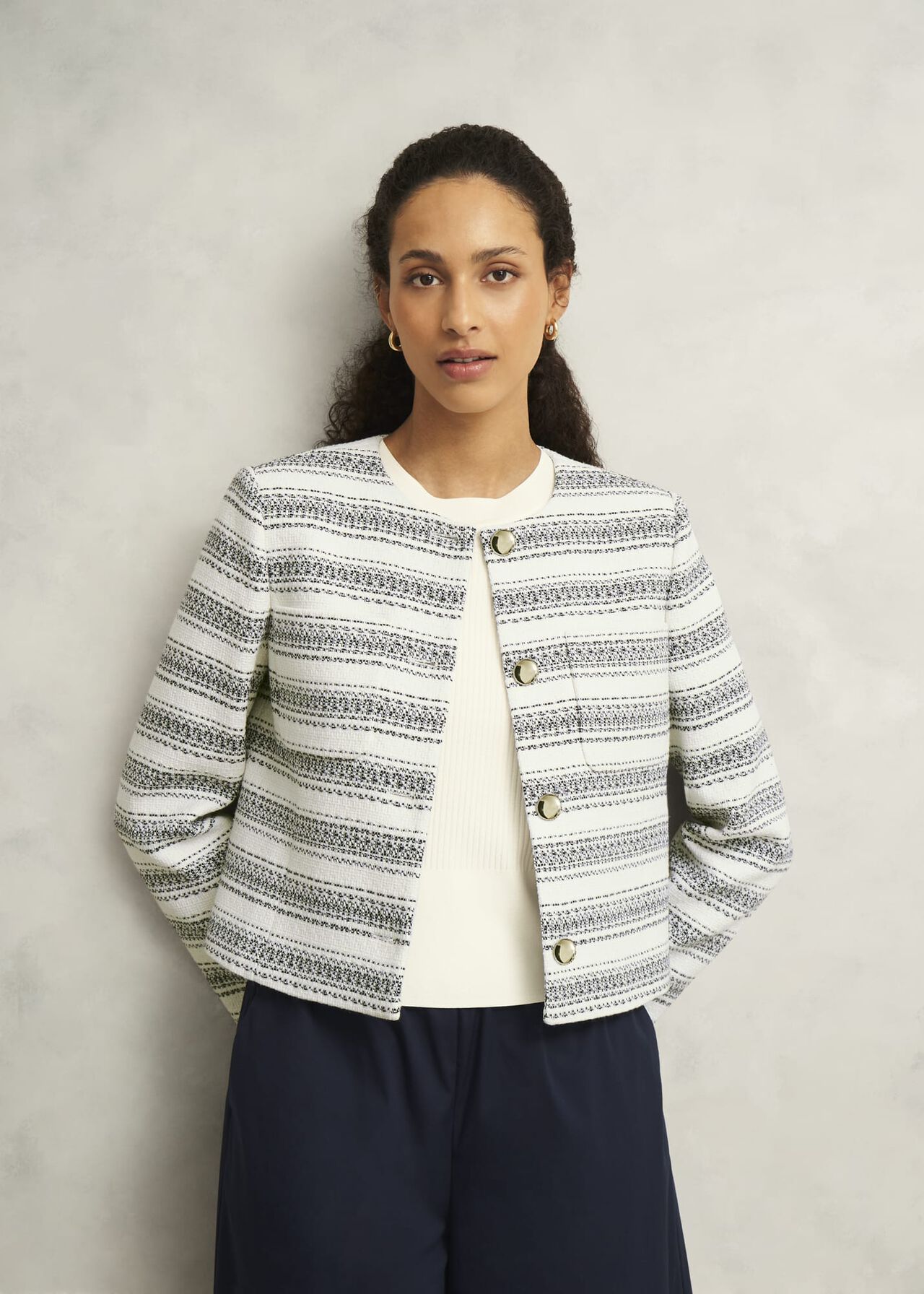 Longcross Jacket, Ivory Navy, hi-res