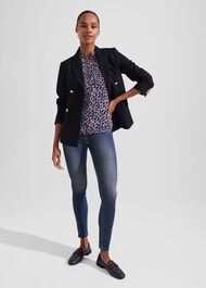 Elida Capped Sleeve Top, Navy Multi, hi-res