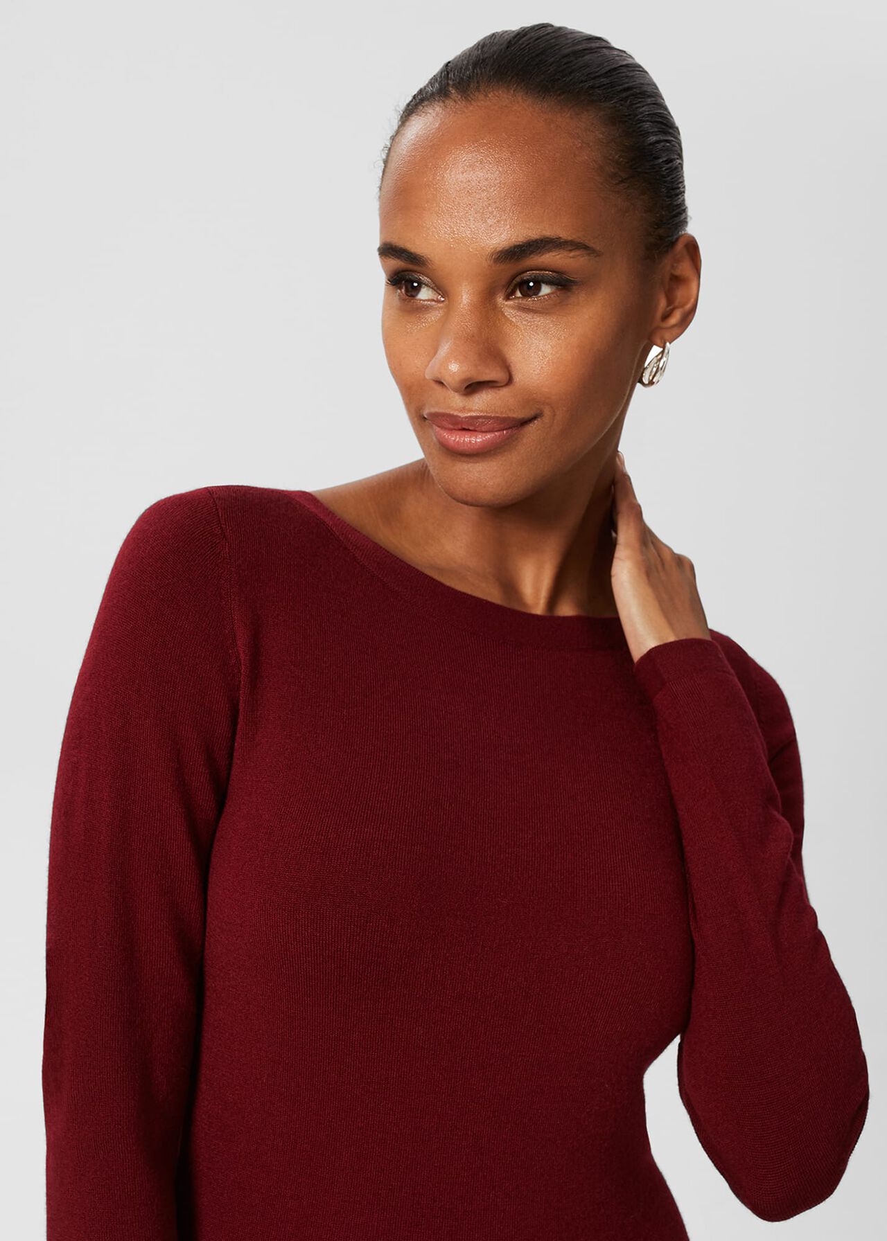 Calla Knitted Dress, Wine Red, hi-res