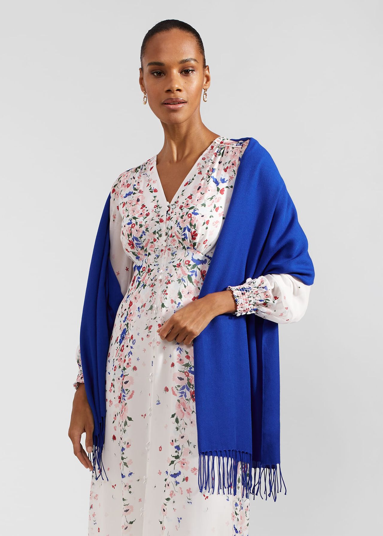 Asher Silk Midi Dress, Ivory Multi, hi-res