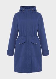 Kyra Waterproof Coat With Hood, Deep Blue, hi-res