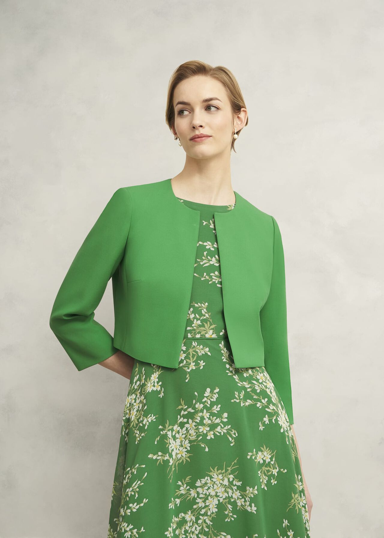 Elize Crepe Jacket, Cilantro Green, hi-res