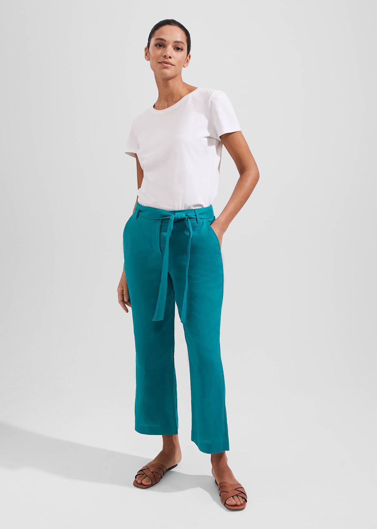Jacqui Crop Trousers, Lagoon Green, hi-res