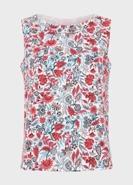 Maddy Cotton Printed Top, Multi Damask, hi-res