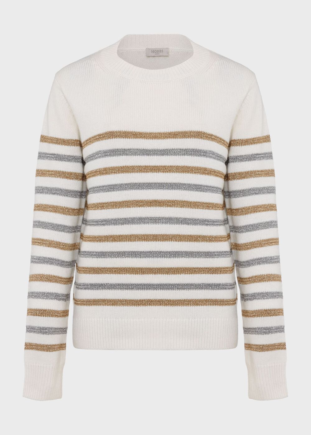 Destiny Sparkle Stripe Jumper, Ivory Silver, hi-res