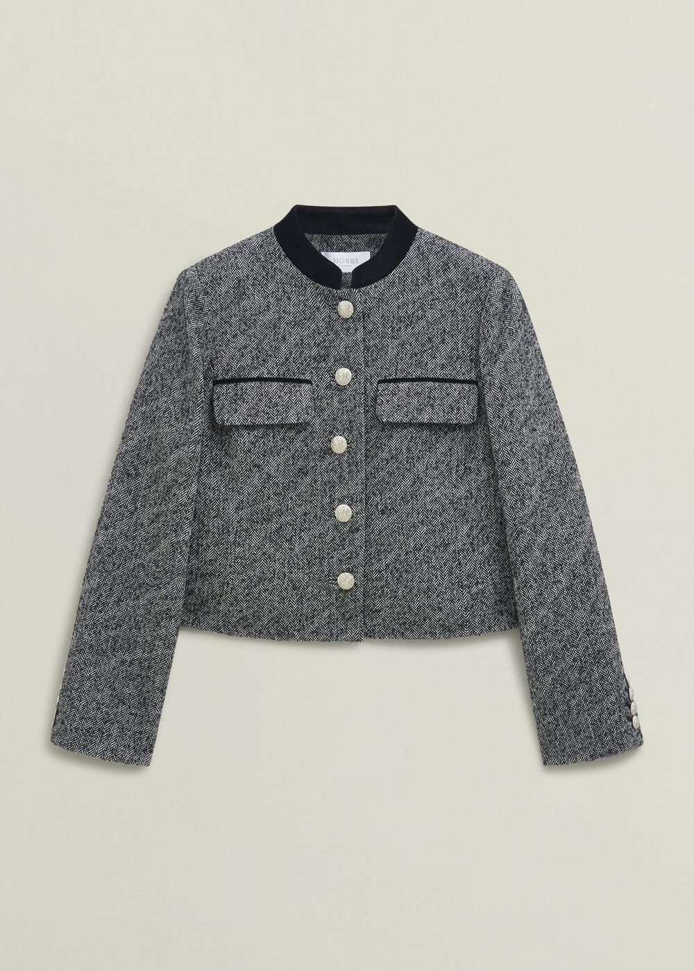 Tammie Wool Blend Jacket, Black Ivory, hi-res