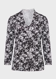 Aimee Printed Top, Black Ivory, hi-res