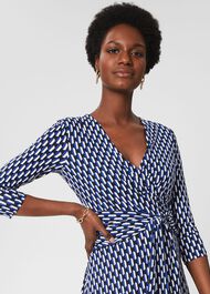 Dina Wrap Dress, Navy Multi, hi-res