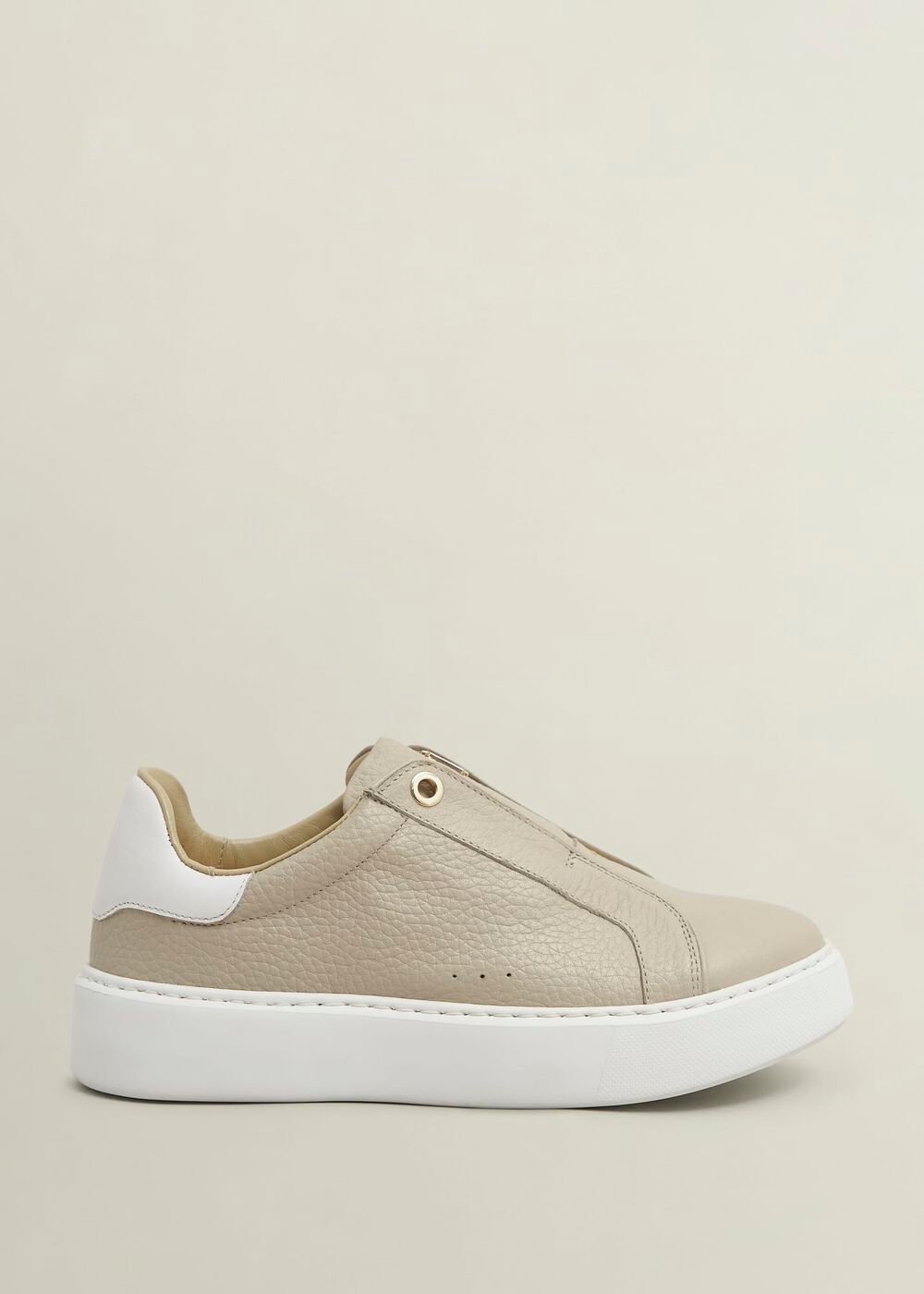 Greta Slip-On Leather Trainers, Light Beige, hi-res