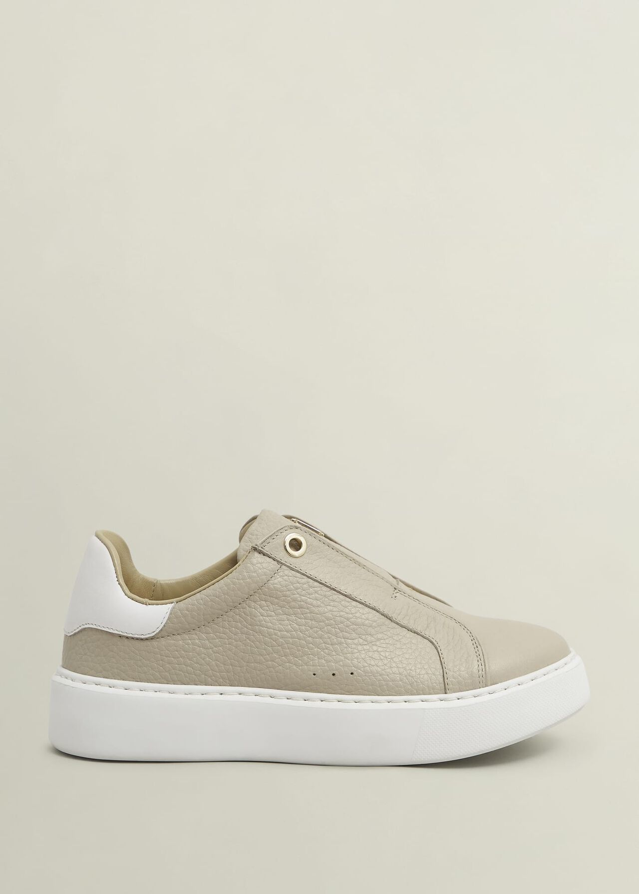 Greta Slip-On Leather Trainers, Light Beige, hi-res