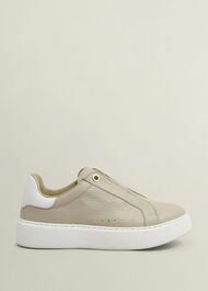 Greta Slip-On Leather Trainers, Light Beige, hi-res