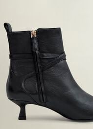 Loretta Leather Heeled Ankle Boots, Black, hi-res