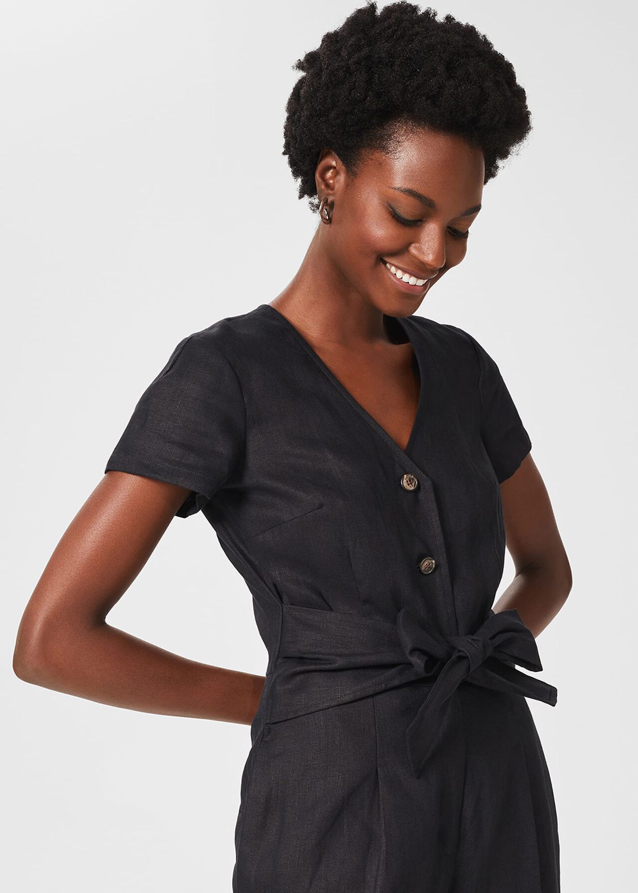 Jayne Linen Cropped Jumpsuit Hobbs