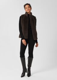 Verena Faux Fur Gilet, Charcoal Grey, hi-res