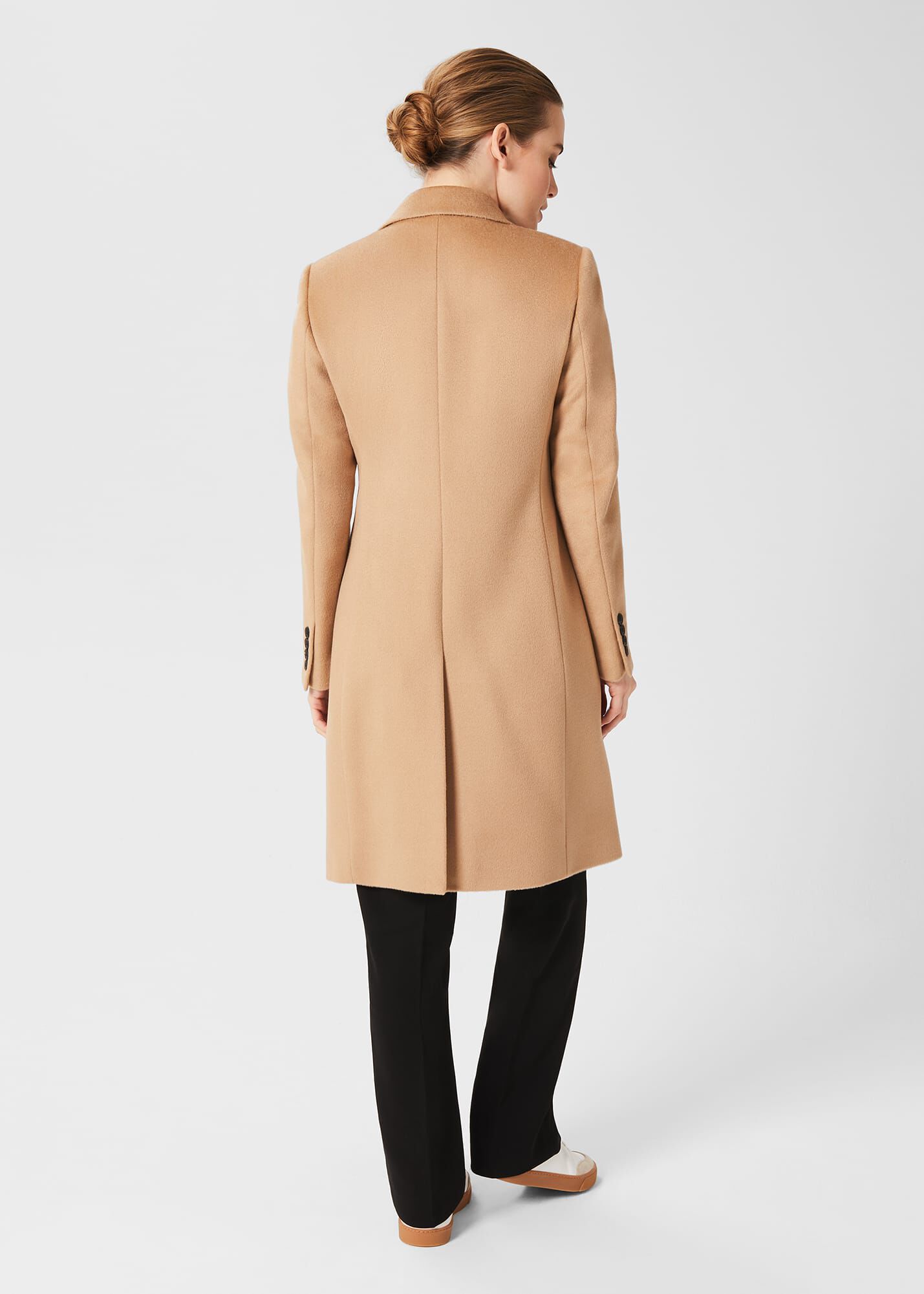 Camel coat petite wool top