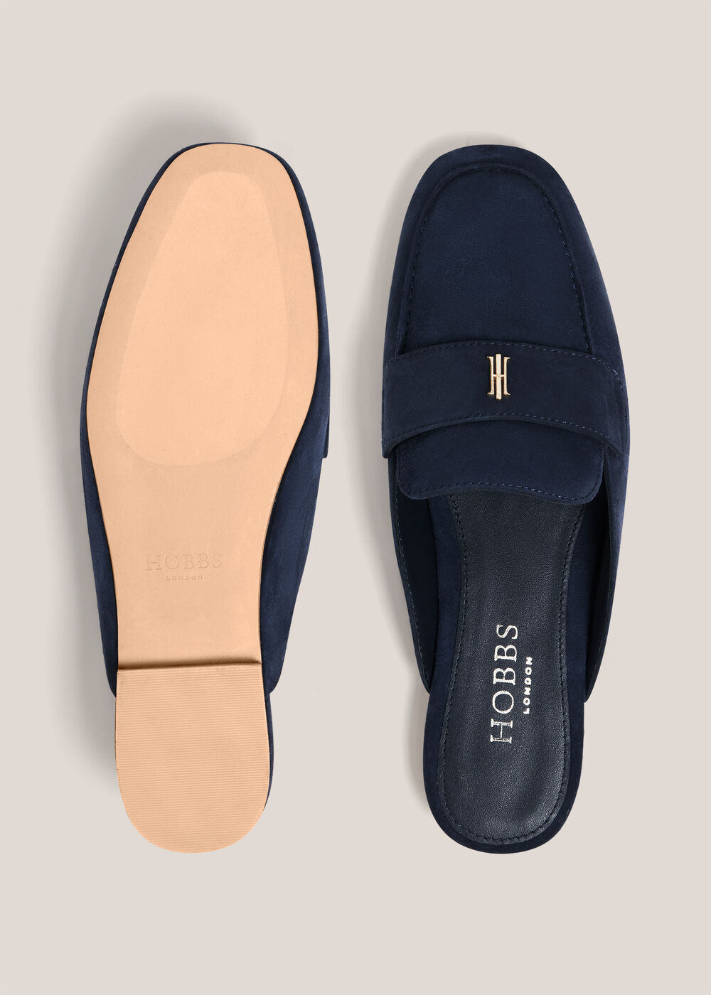 Lola Suede Backless Loafers, Hobbs Navy, hi-res
