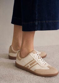 Khloe Leather Trainers, Ivory Beige, hi-res