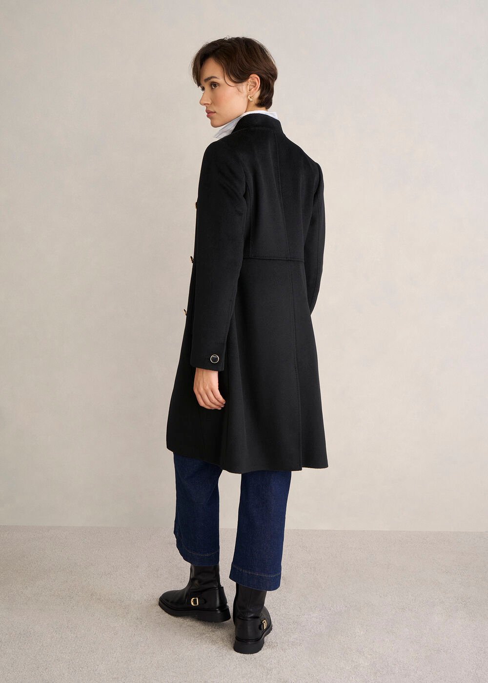 Selina Wool Coat, Black, hi-res