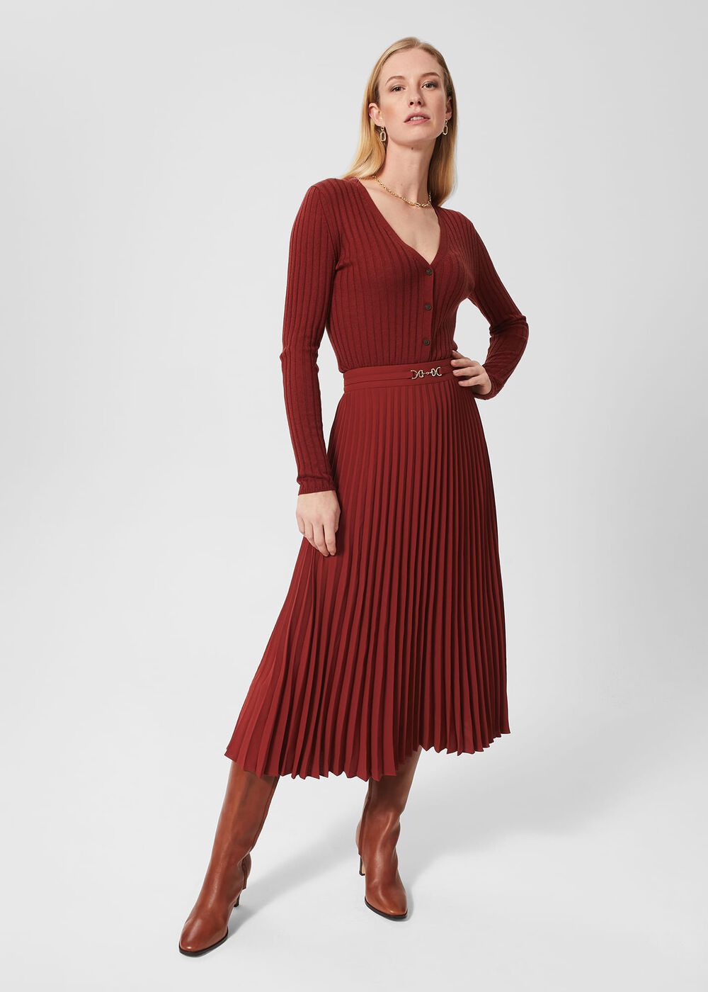 Aria Ribbed Cardigan, Dark Pecan, hi-res