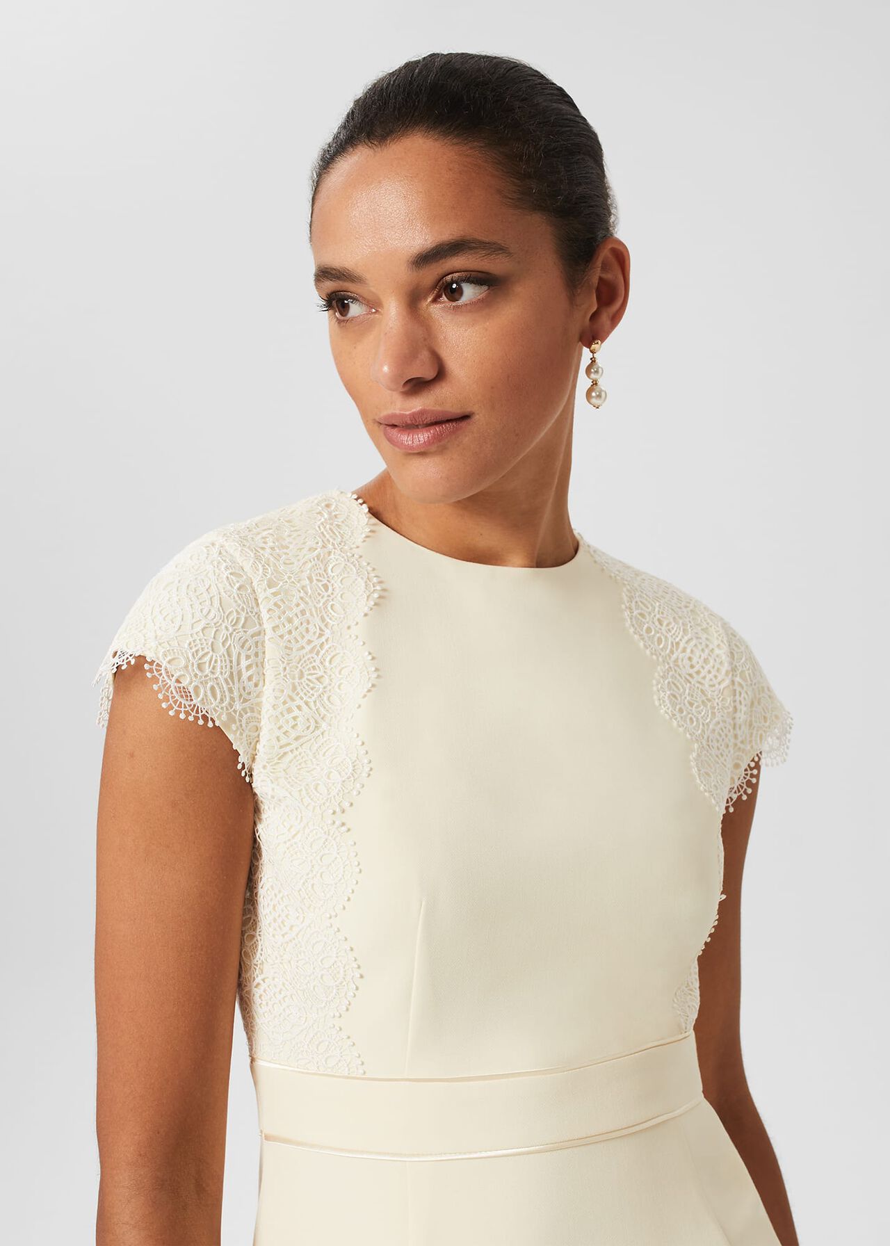 Valentina Lace Shift Dress, Pale Yellow, hi-res