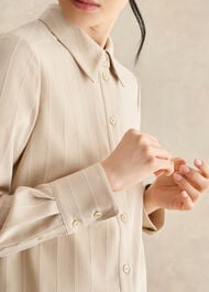 Hadley Linen Pinstripe Shirt, Neutral Ivory, hi-res