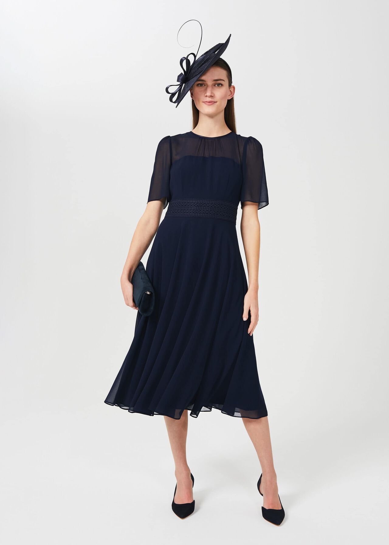 Cressida Fit and Flare Dress, Navy, hi-res