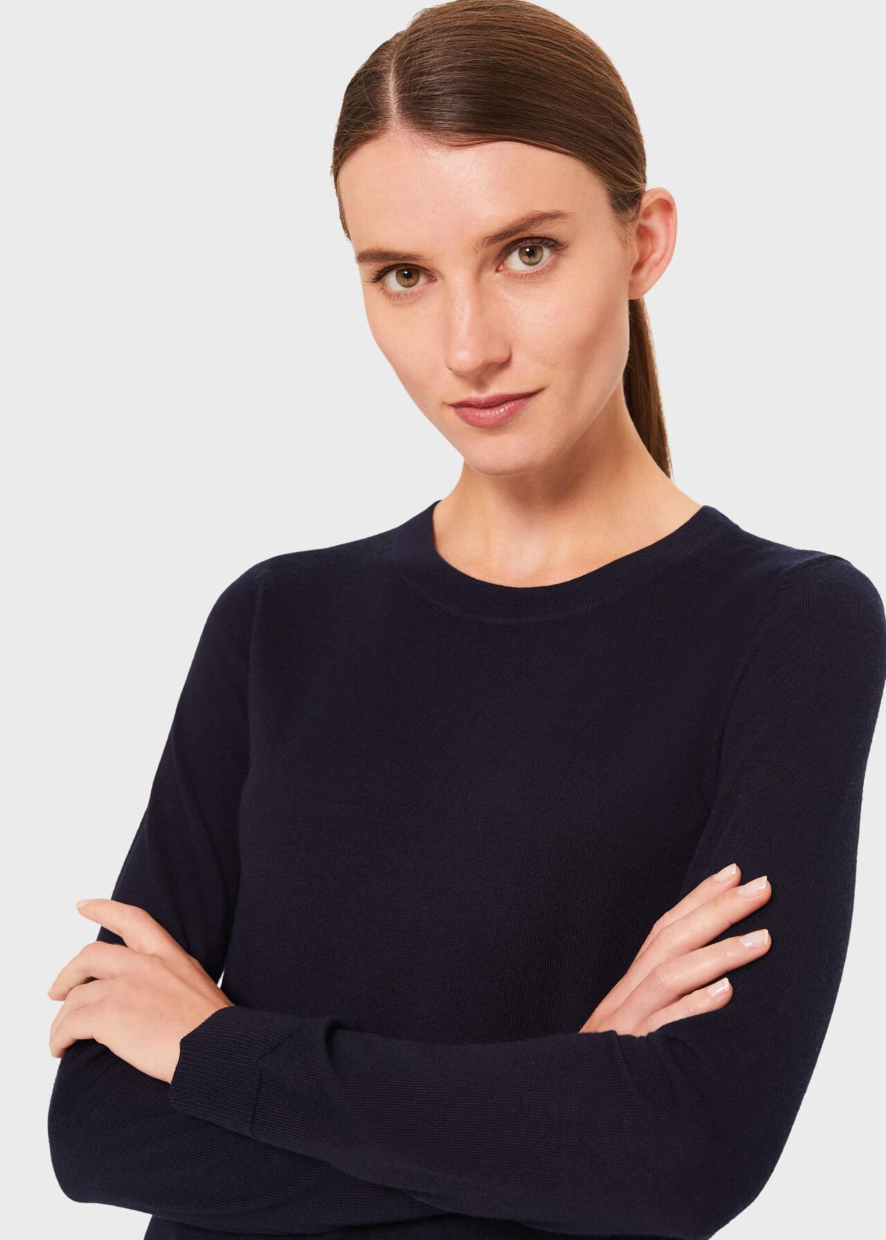 Penny Merino Wool Jumper, Navy, hi-res