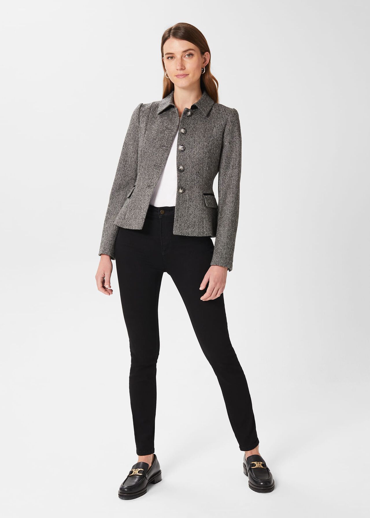 Daniella Wool Jacket, Black White, hi-res