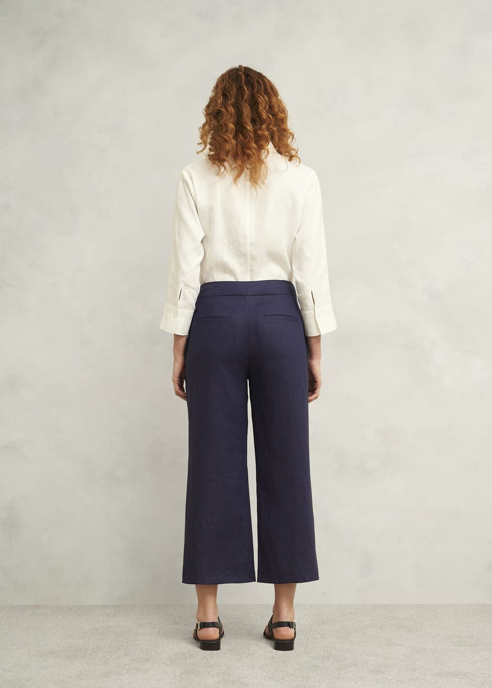 Josephine Linen Trousers, True Navy, hi-res