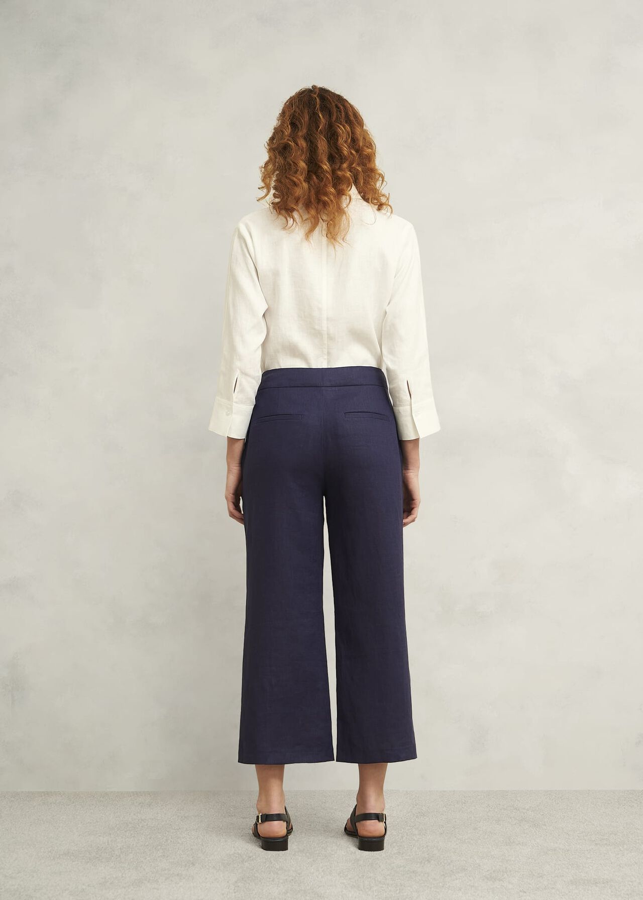Josephine Linen Trousers, True Navy, hi-res