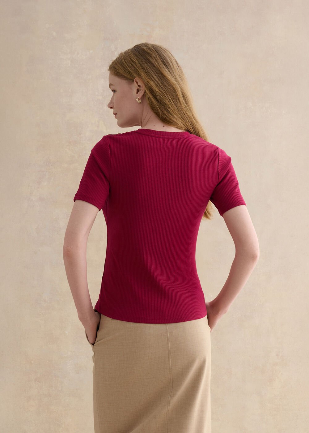 Tamsin Ribben Cotton Blend T-Shirt, Beetroot Pink, hi-res