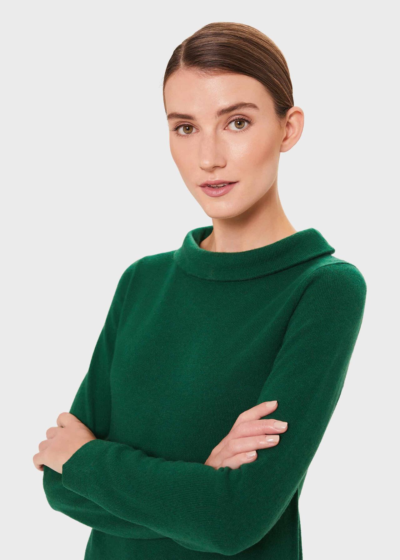 Audrey Wool Cashmere Sweater, Emerald Green, hi-res