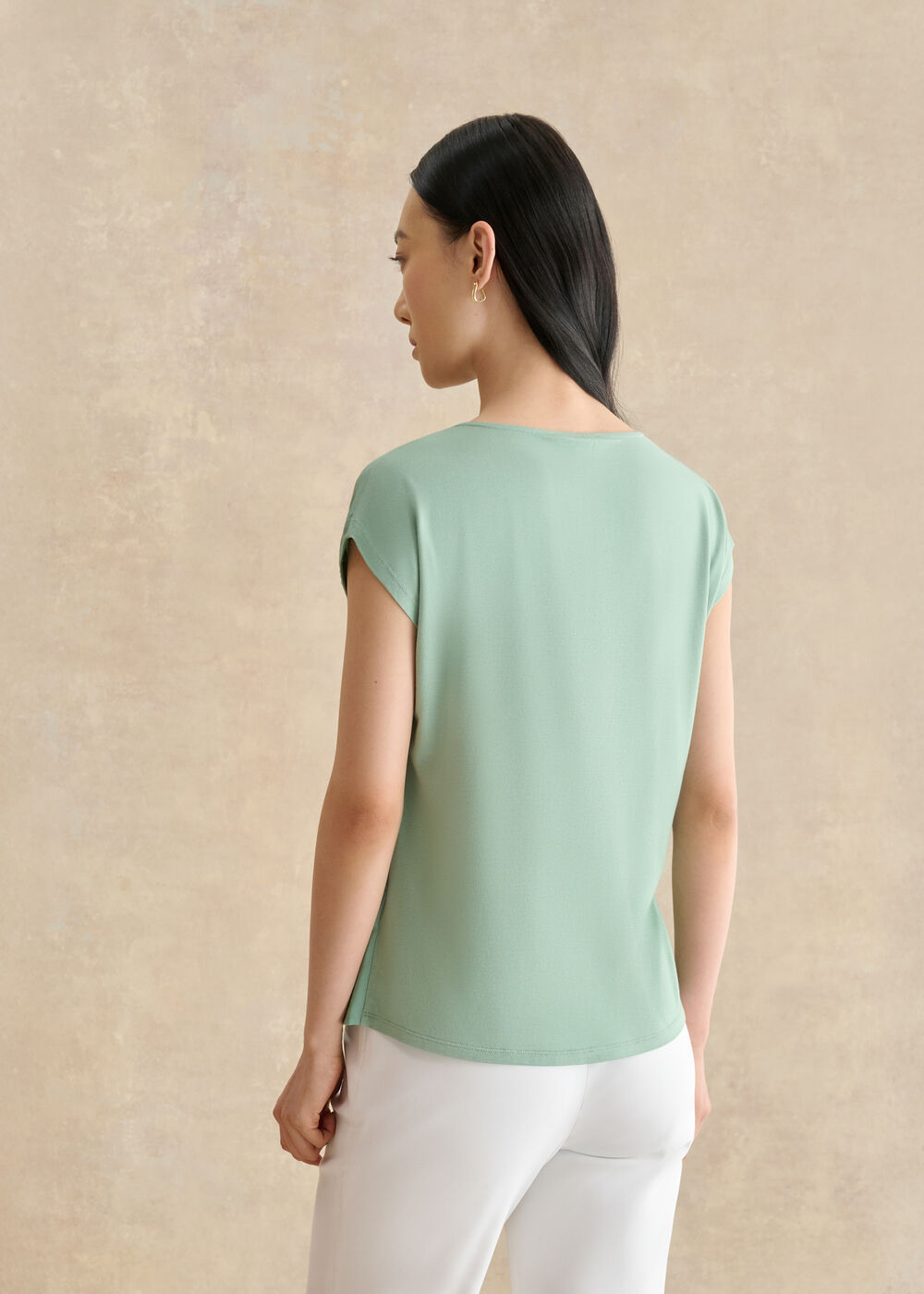 Sylvie Satin Front Top, Seafoam Green, hi-res