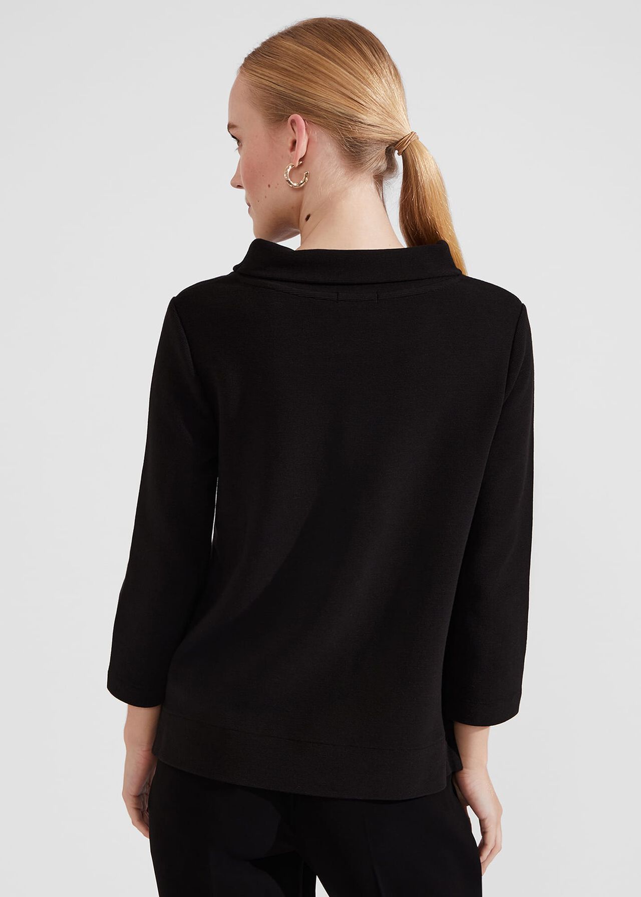 Betsy Textured Top With Cotton , Black, hi-res