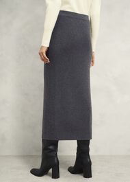 Gaskell Co-Ord Wool Cotton Skirt, Dark Grey Marl, hi-res