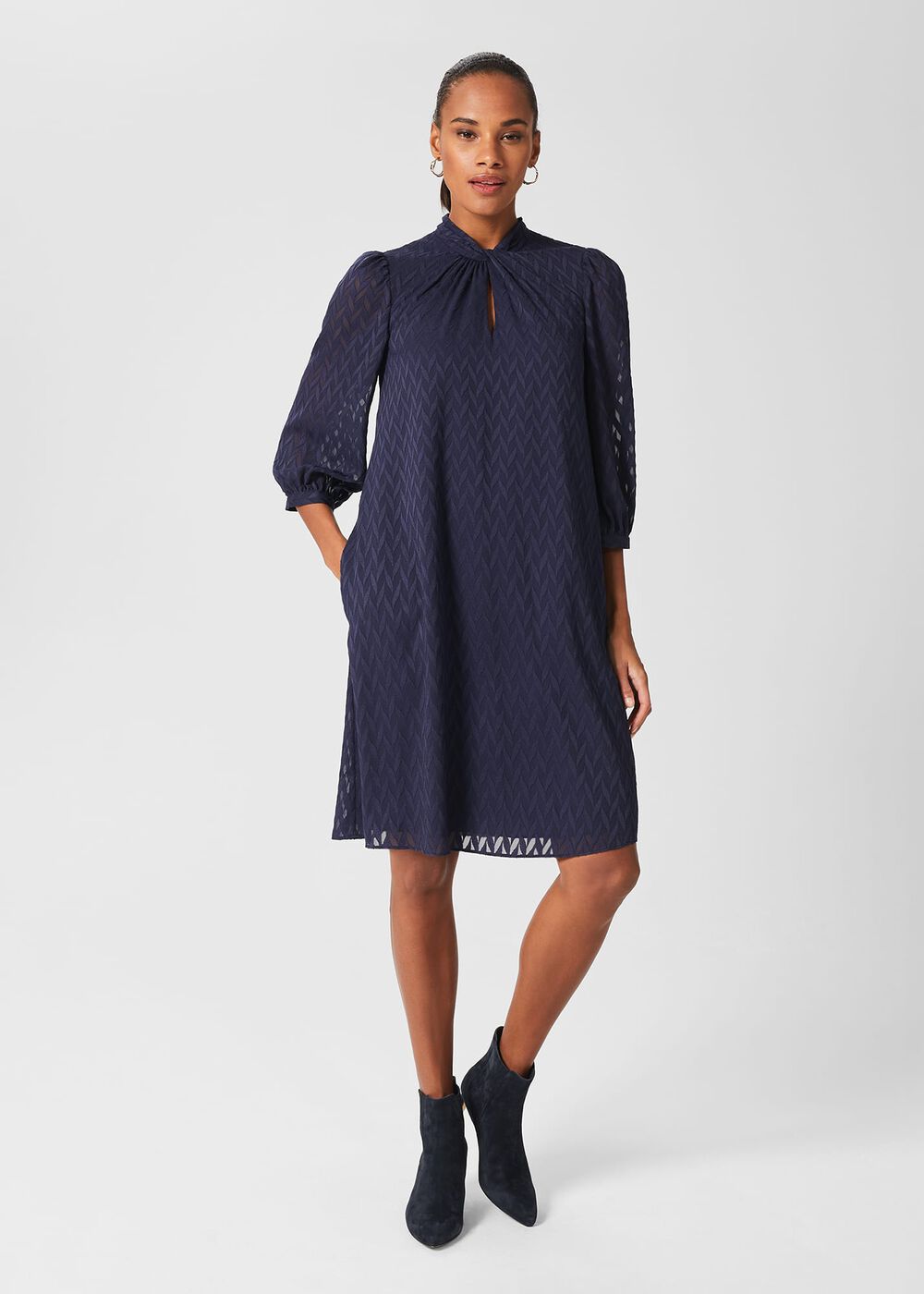 Faye A Line Dress, Navy, hi-res
